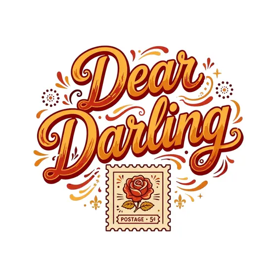 Dear Darling Script With Rose Stamp