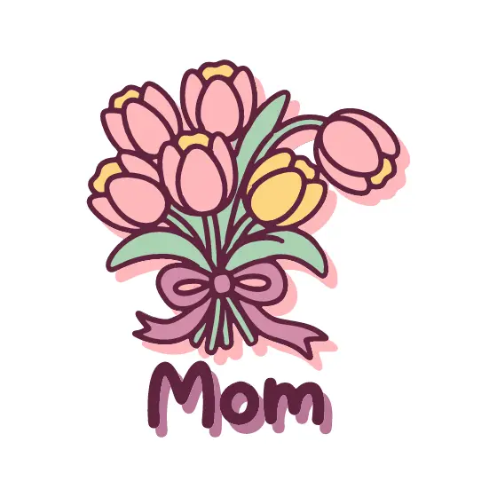 Pink Tulip Bouquet With Mom Lettering
