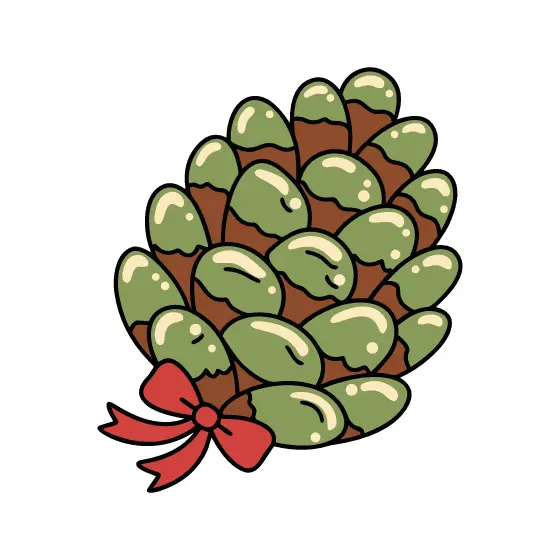 Green Pinecone With Red Bow