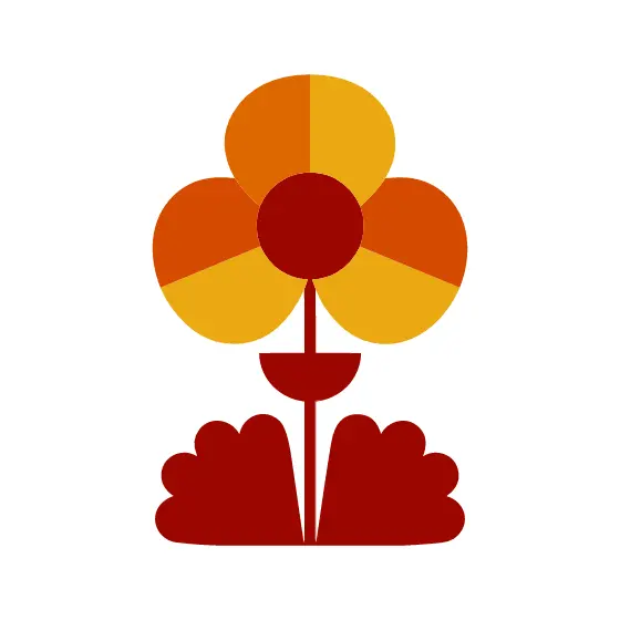 Three Petal Flower With Scalloped Bush
