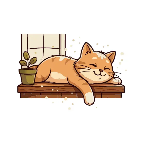 Ginger Cat Sprawled On Windowsill