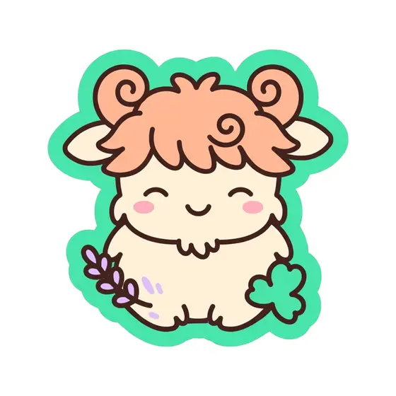 Curly Horned Calf With Lavender and Clover