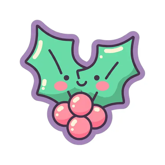 Mint Holly Sprig With Pink Berries