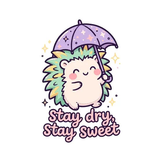 Lavender Umbrella Hedgehog With Pink Lettering