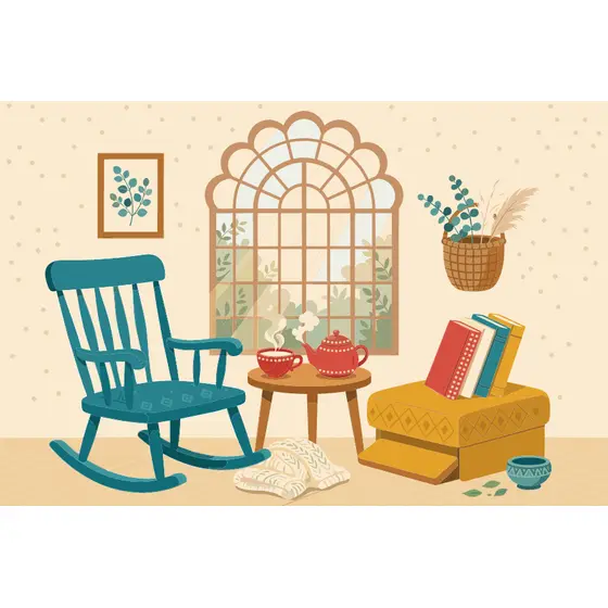 Teal Rocking Chair by Sunlit Window