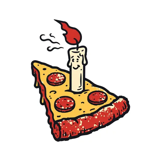 Pizza Slice With Smiling Candle