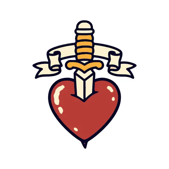 Centered Dagger And Heart Emblem