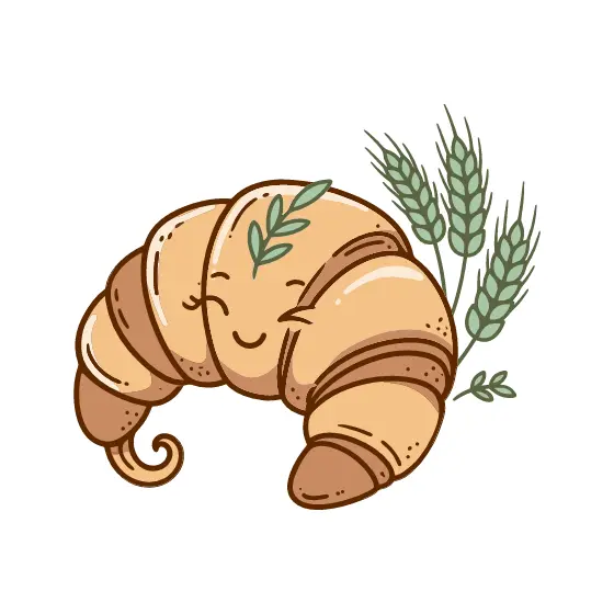 Smiling Croissant With Leafy Sprig