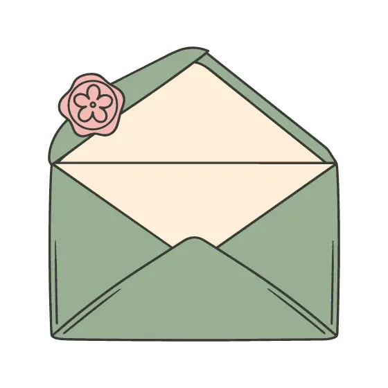 Sage Envelope With Pink Flower Seal