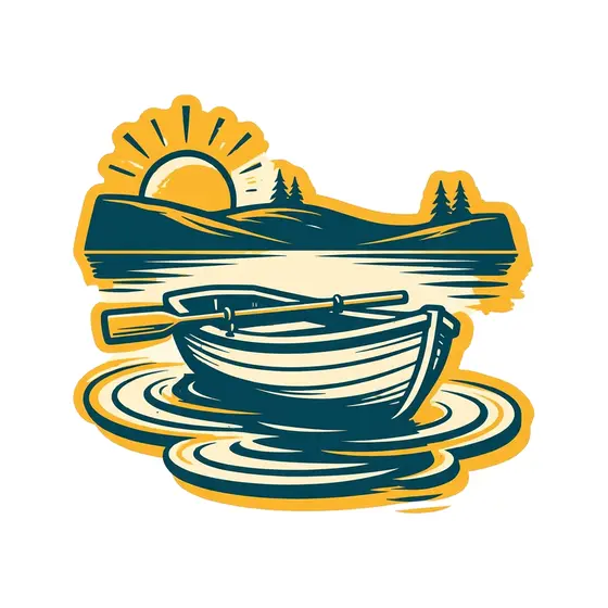 Rowboat at Dawn Sunrise Sticker