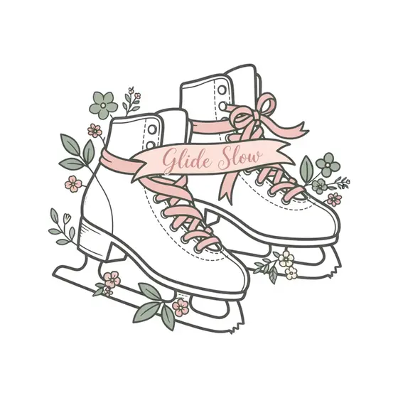 Blush Ribbon Ice Skates With Florals