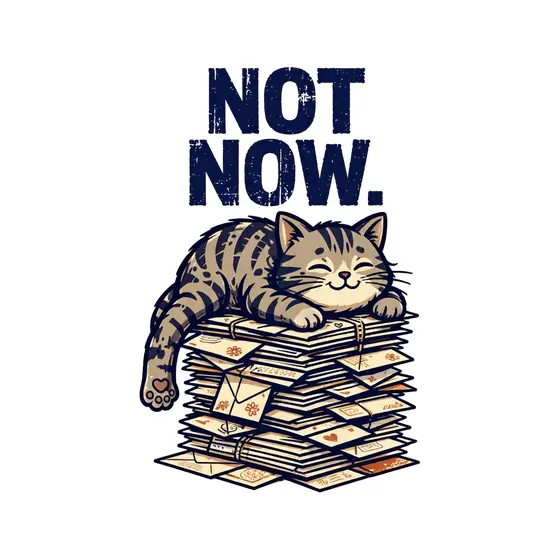 Sleepy Tabby Cat On Letters Navy