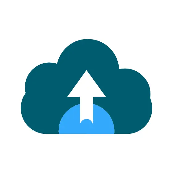 Cloud Upload Icon With Blue Glow