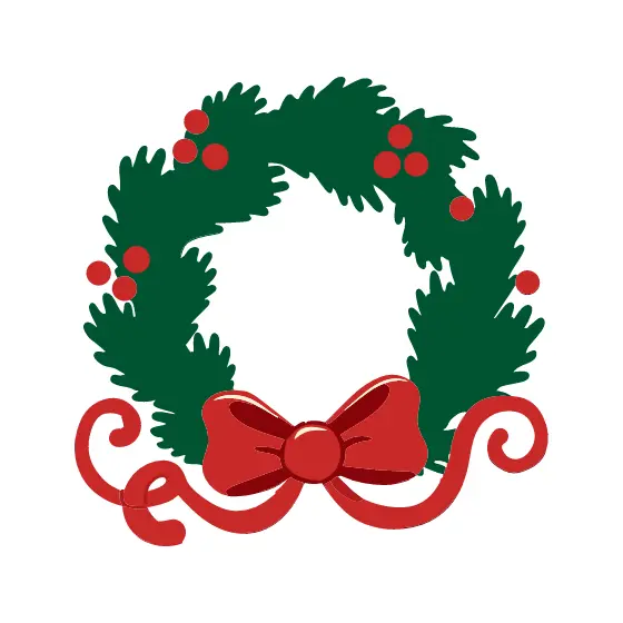 Green Pine Wreath With Red Bow