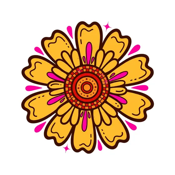 Mustard Daisy With Pink Accents