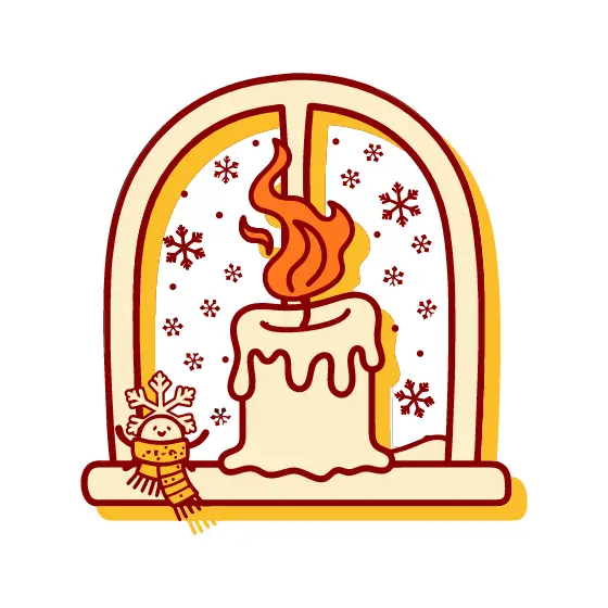 Arched Candle Window With Snowflake Sprite