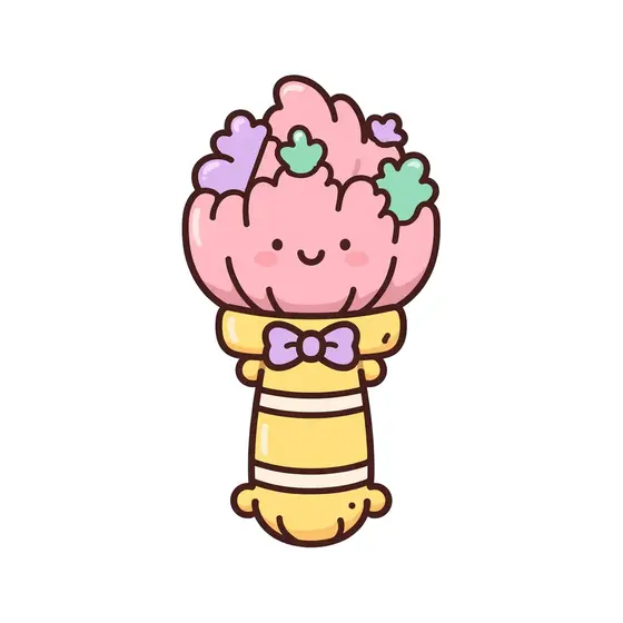 Kawaii Pink Paintbrush Character Sticker