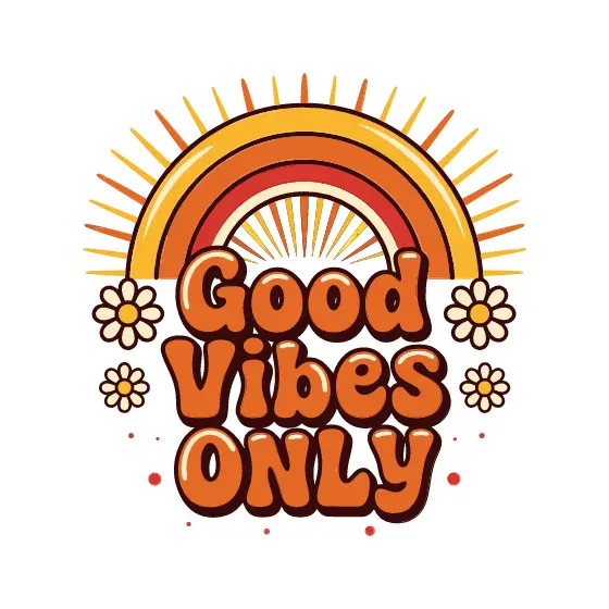 Retro Good Vibes Only Rainbow Sunburst