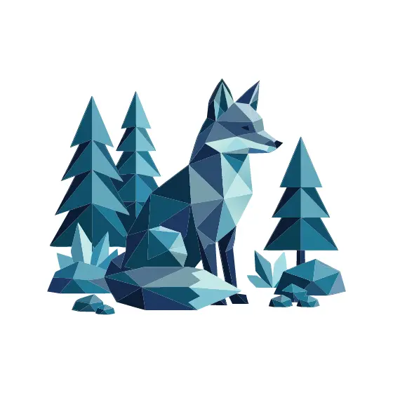 Faceted Fox With Forest Scene