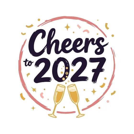 Cheers to 2027 Circle With Champagne Glasses