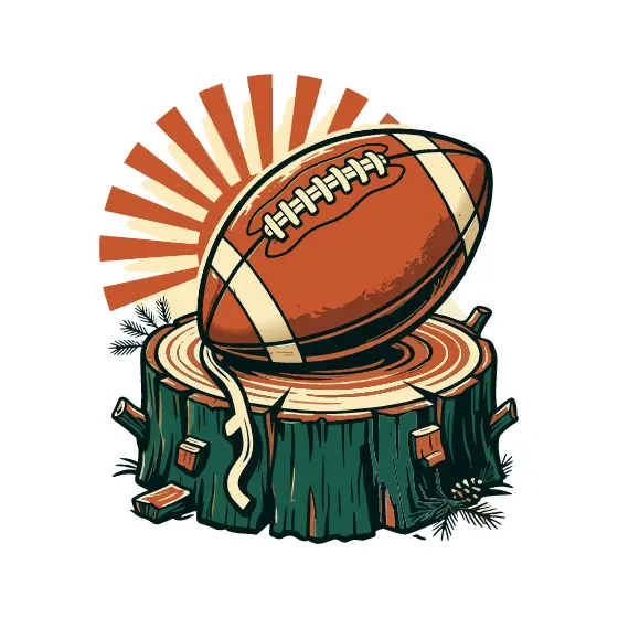 Football On Stump With Sunburst