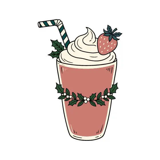 Pink Milkshake With Holly Wreath Band