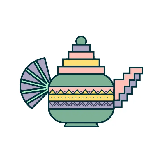 Geometric Teapot With Fan Handle