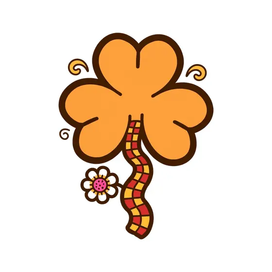 Orange Groovy Shamrock With Checkered Stem