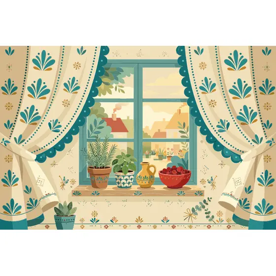 Cozy Kitchen Window With Herbs