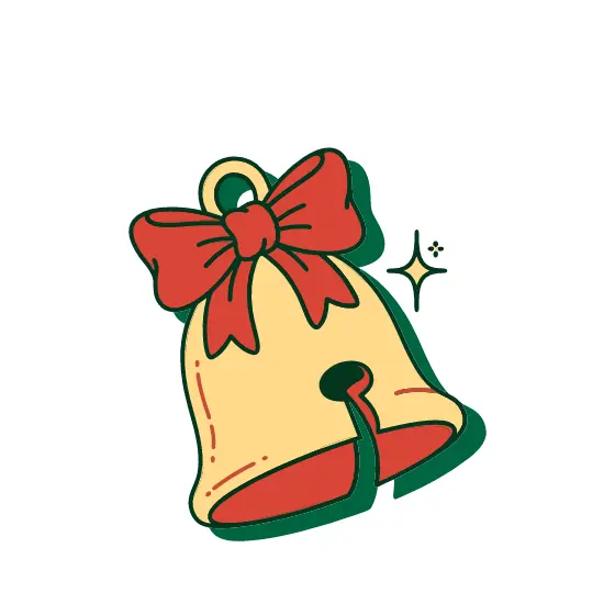 Golden Sleigh Bell With Red Bow
