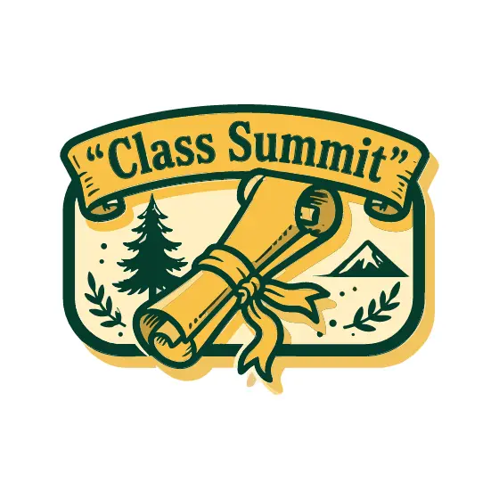 Class Summit Scroll Badge With Pines