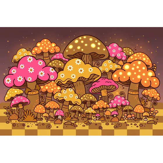 Clustered Mushrooms With Daisy Caps