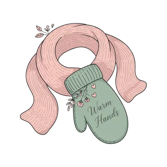 Blush Scarf Wrapped Around Mitten