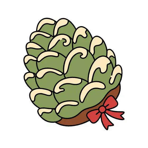 Cream-Striped Pinecone With Bow