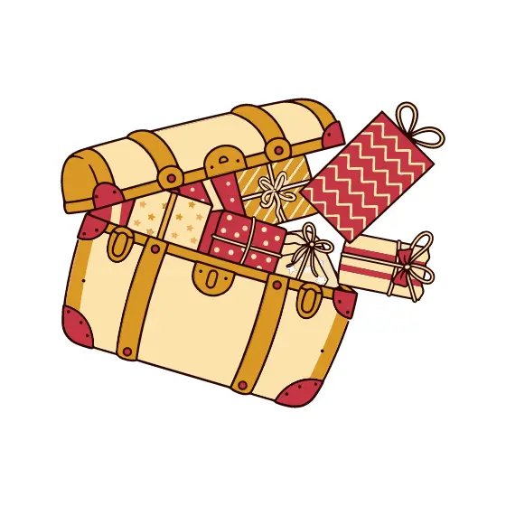 Cream Trunk Spilling Wrapped Presents