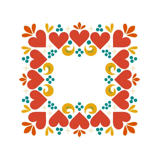 Square Red Heart Folk Frame