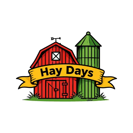 Red Barn With Hay Days Banner