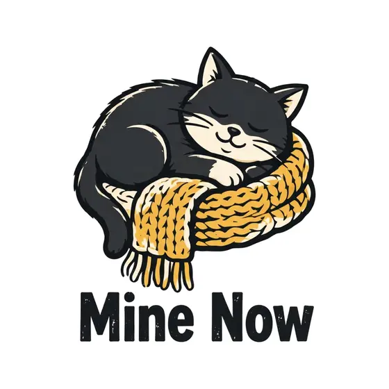 Sleeping Cat Draped Over Mustard Scarf
