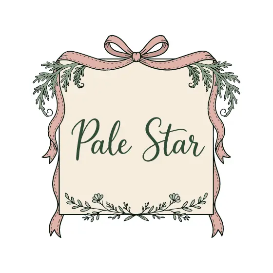 Pale Star Script Label With Bow and Sprig