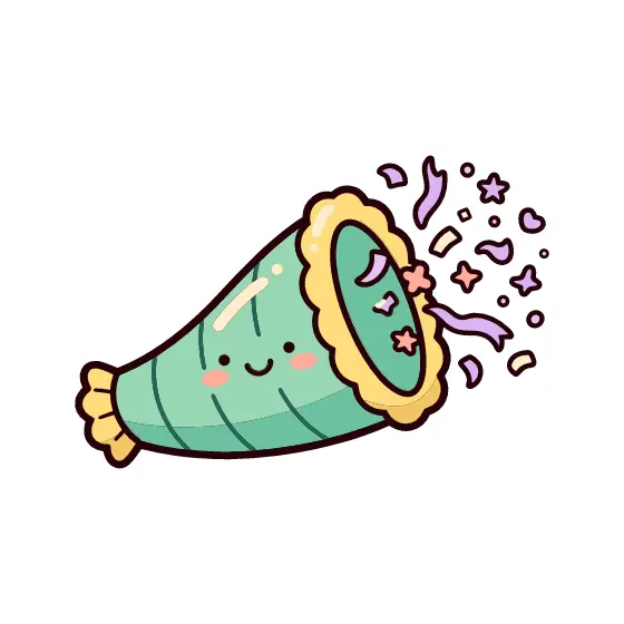 Mint Party Horn With Confetti