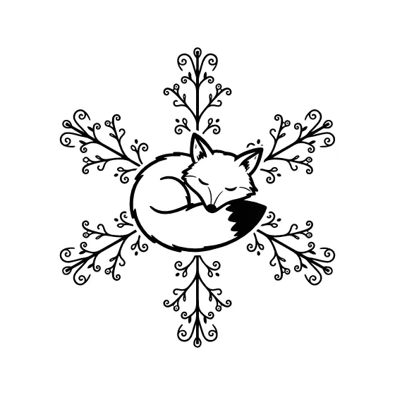 Sleeping Fox Snowflake With Curled Arms