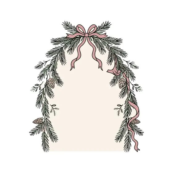 Pine Arch With Crossed Sprigs and Bow
