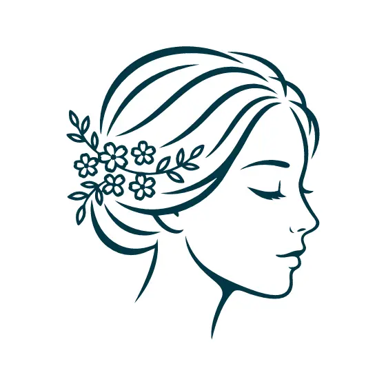 Woman Profile With Floral Hair Sprig