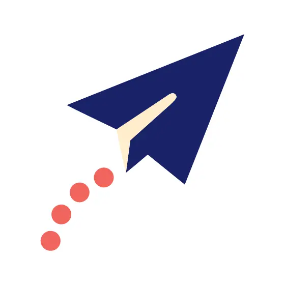 Navy Paper Airplane With Coral Trail