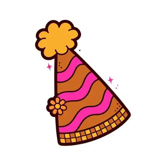 Groovy Party Hat With Pink Stripes