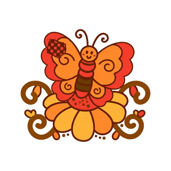 Red-Winged Butterfly With Swirls