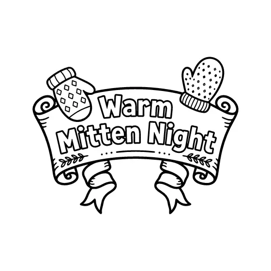 Warm Mitten Night Banner With Patterned Mittens