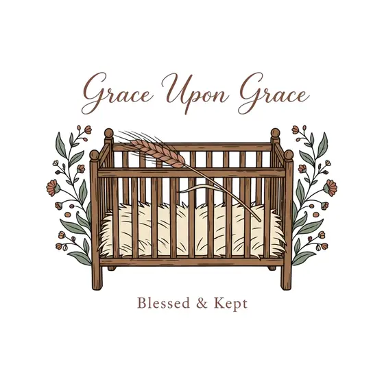 Wooden Crib With Straw and Wheat