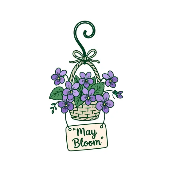Violet Basket With Curled Hook and Tag
