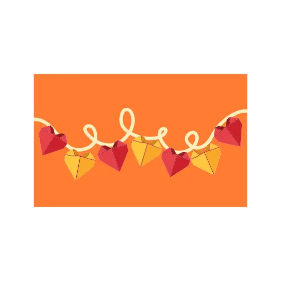 Red and Mustard Paper Heart Garland